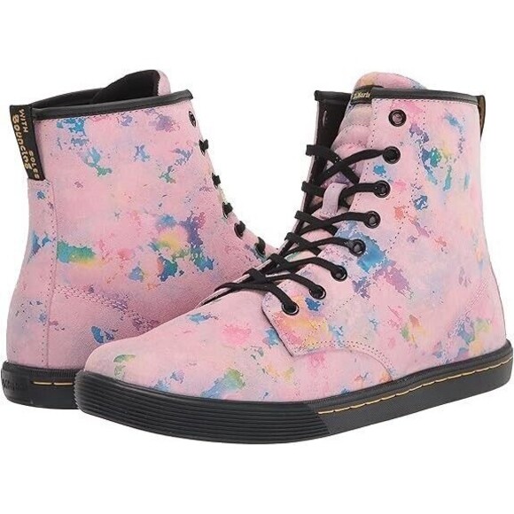 Dr. Martens Sheridan Pink Confetti Suede Lace-Up Boots Women’s Size 8 NEW!! - Picture 2 of 16